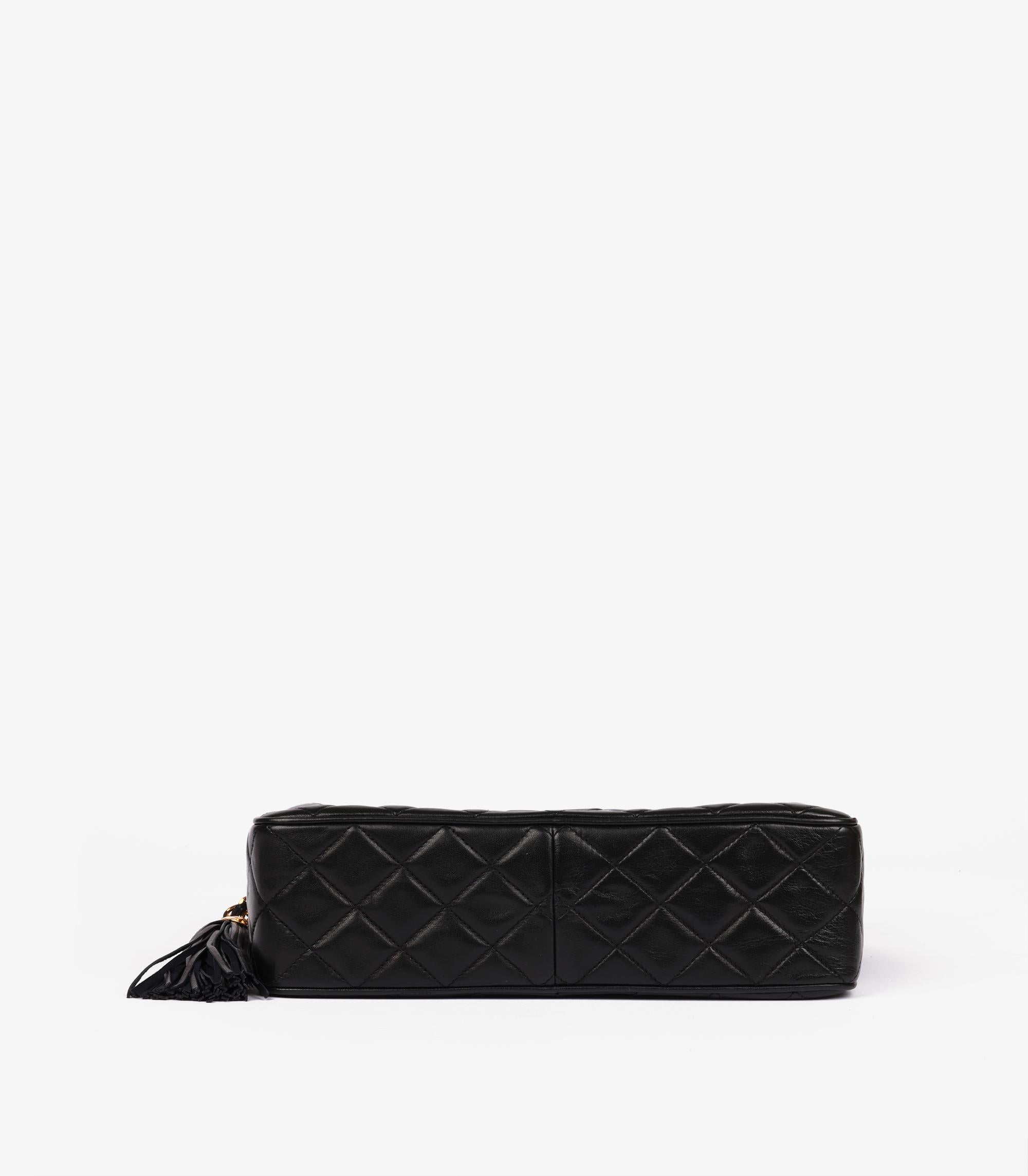 Chanel Black Quilted Lambskin Vintage Large Timeless Camera Bag For Sale 3