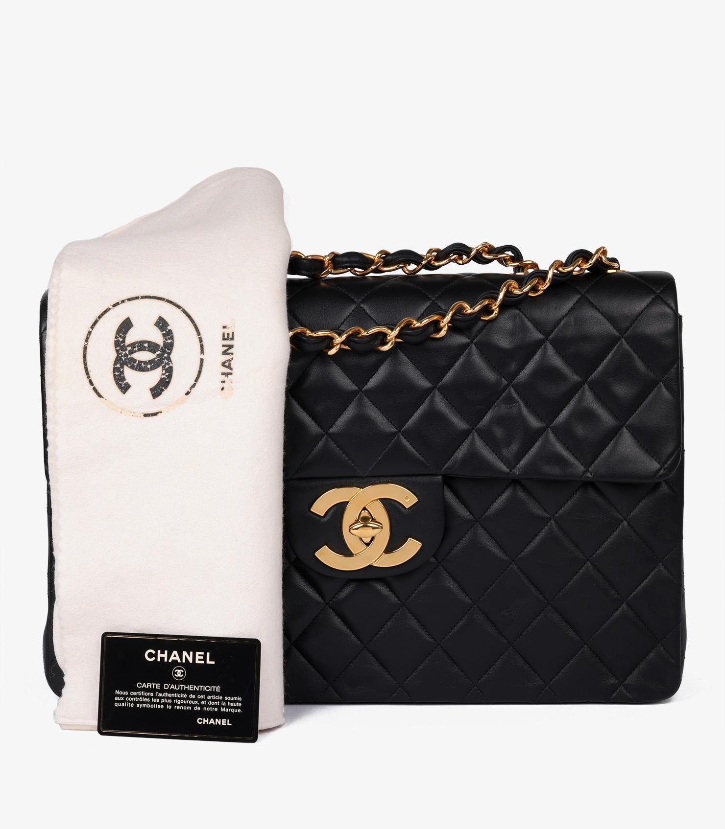 Chanel Black Quilted Lambskin Vintage Maxi Jumbo XL Classic Single Flap Bag 6