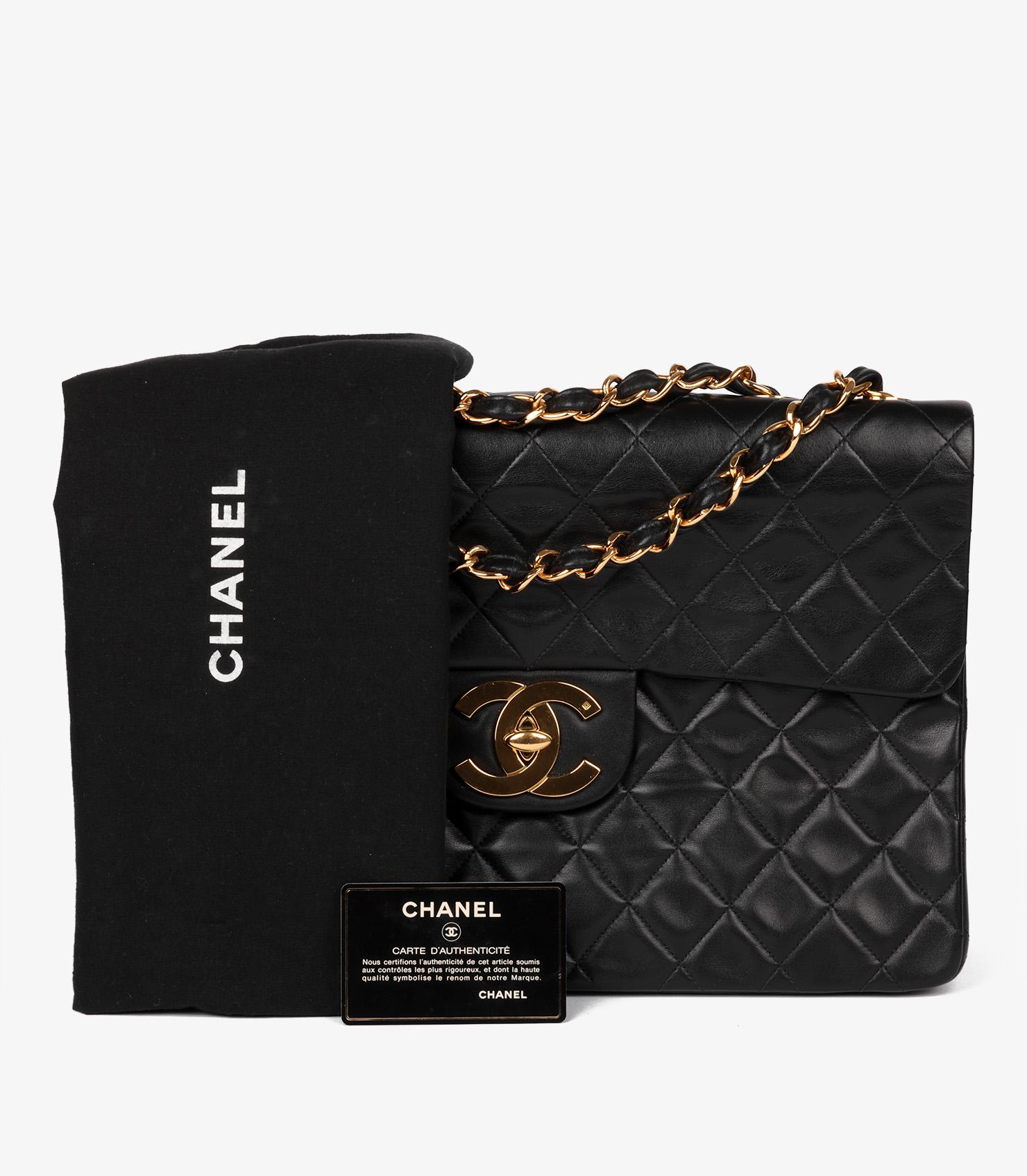 Chanel Black Quilted Lambskin Vintage Maxi Jumbo XL Classic Single Flap Bag 6