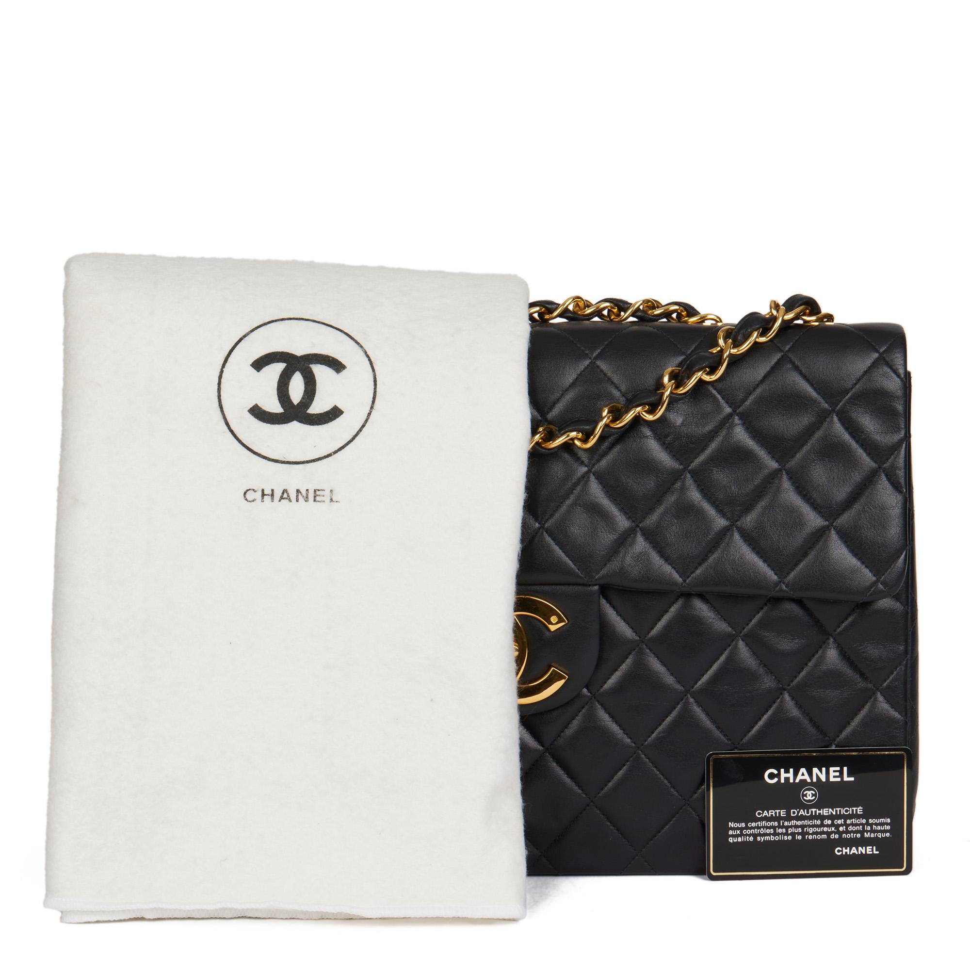 CHANEL Black Quilted Lambskin Vintage Maxi Jumbo XL Classic Single Flap Bag 5