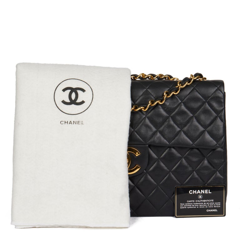 CHANEL Black Quilted Lambskin Vintage Maxi Jumbo XL Classic Single