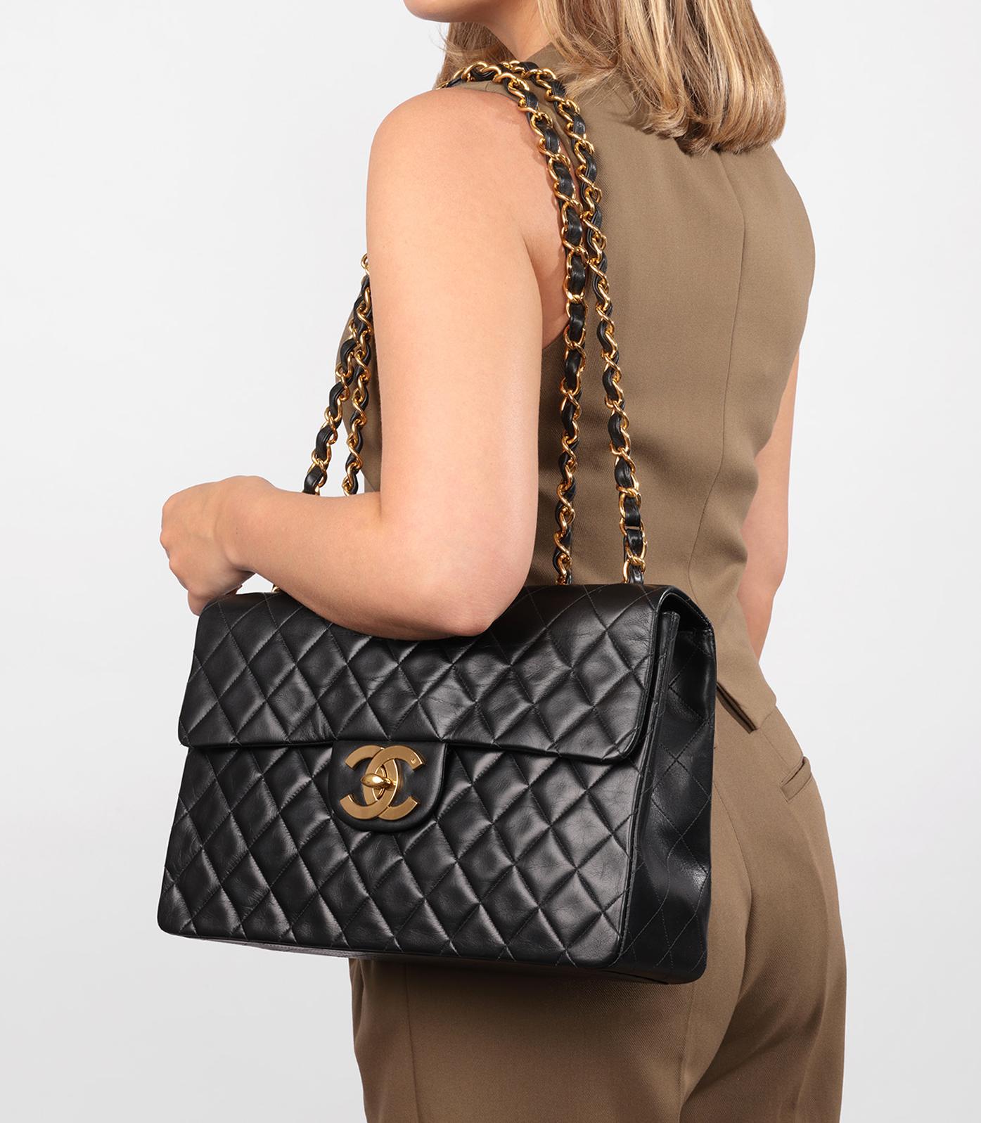 Chanel Black Quilted Lambskin Vintage Maxi Jumbo XL Classic Single Flap Bag

Brand- Chanel
Model- Maxi Jumbo XL Classic Single Flap Bag
Product Type- Crossbody, Shoulder
Serial Number- 24*****
Age- Circa 1991
Accompanied By- Chanel Dust Bag,