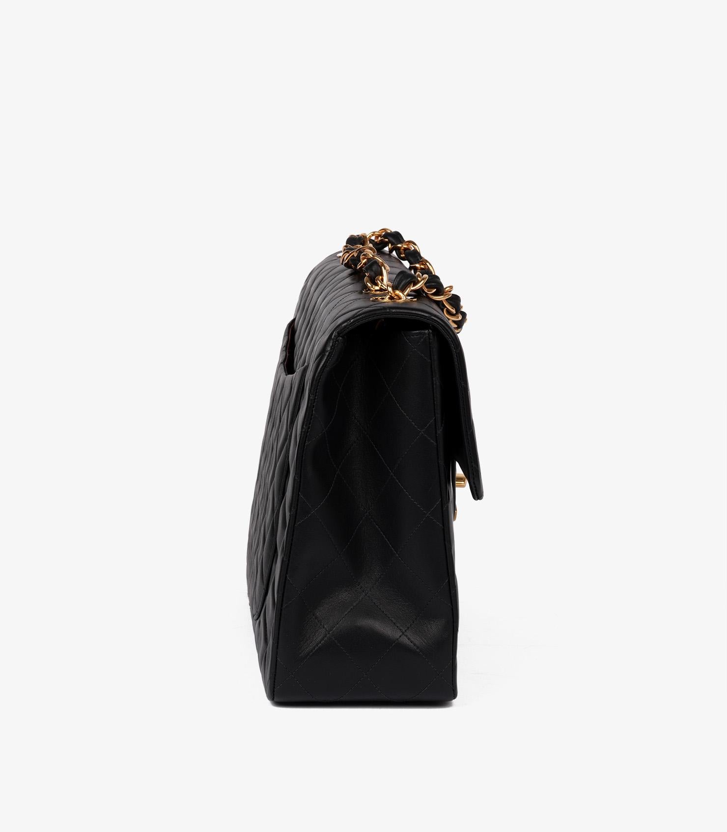 Chanel Black Quilted Lambskin Vintage Maxi Jumbo XL Classic Single Flap Bag In Excellent Condition In Bishop's Stortford, Hertfordshire