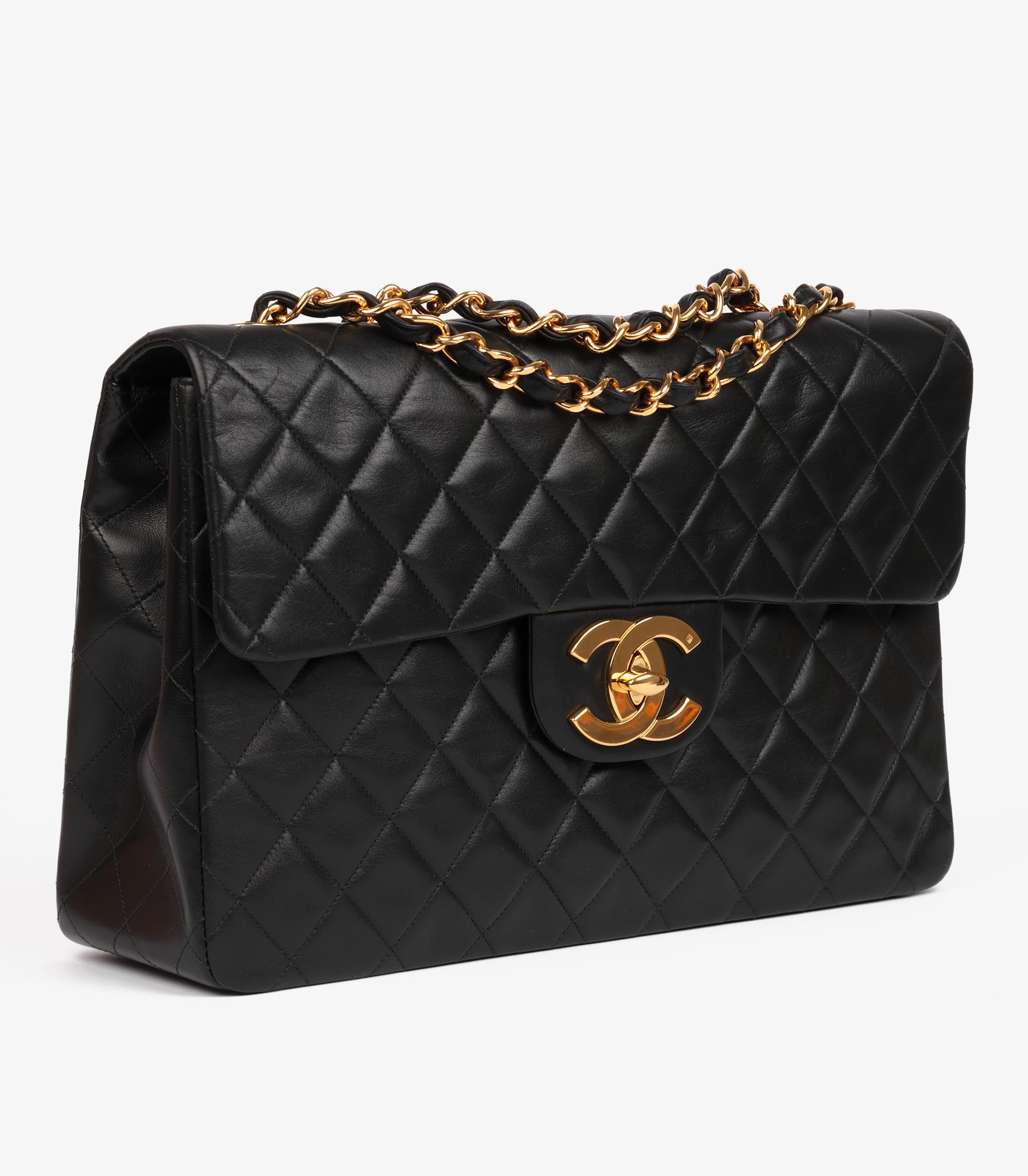 Chanel Black Quilted Lambskin Vintage Maxi Jumbo XL Classic Single Flap Bag In Excellent Condition For Sale In Bishop's Stortford, Hertfordshire