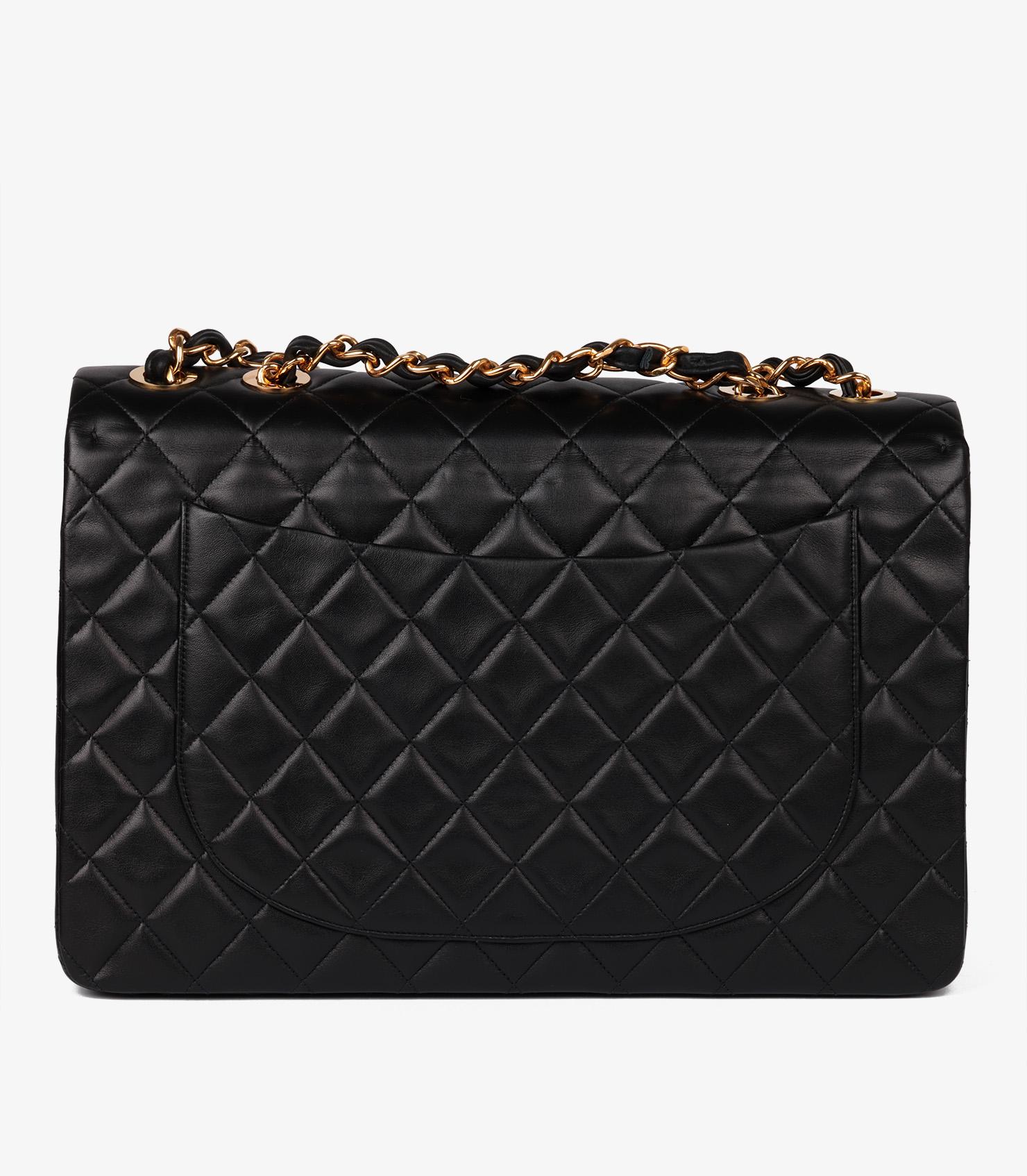Chanel Black Quilted Lambskin Vintage Maxi Jumbo XL Classic Single Flap Bag 1