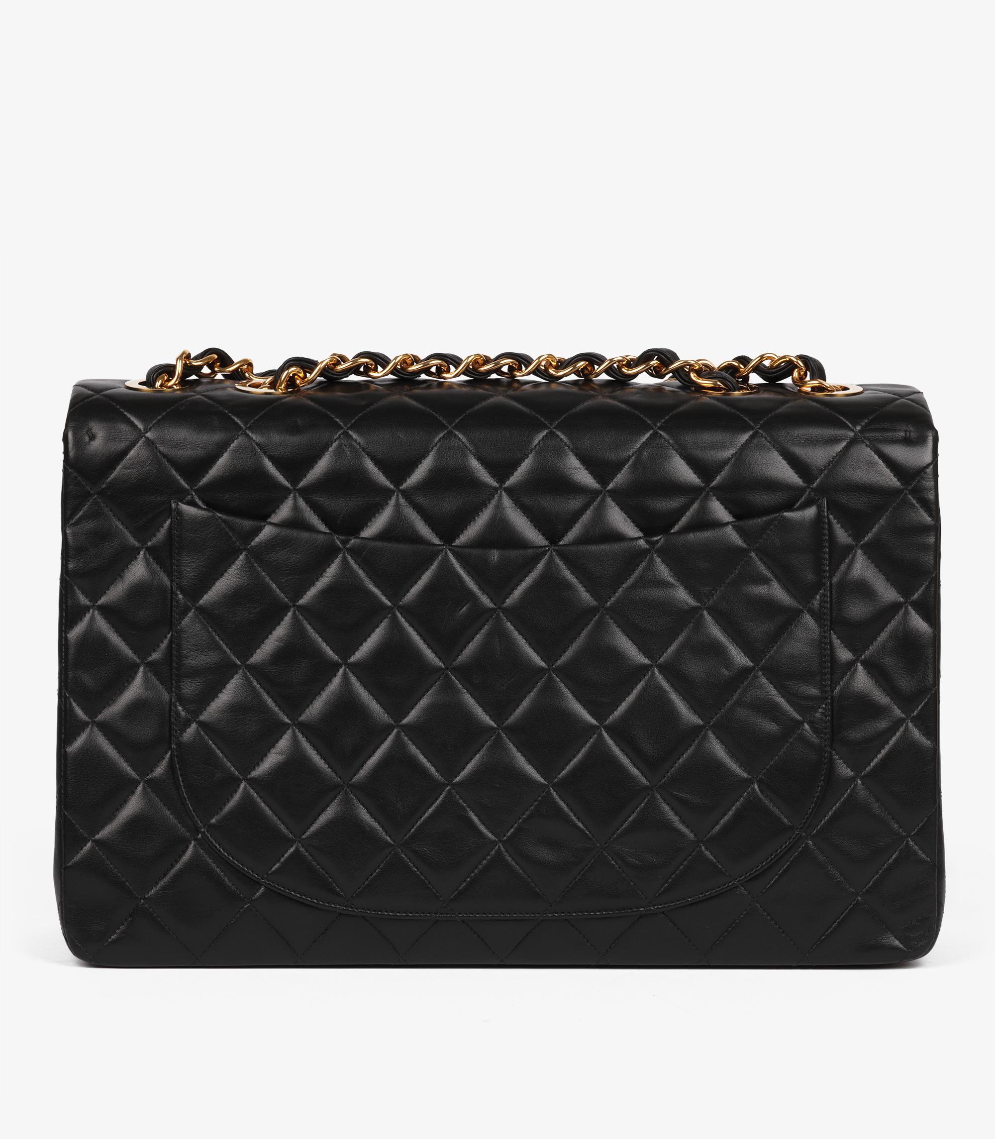 Chanel - Sac à main classique en cuir d'agneau matelassé Vintage Maxi Jumbo XL à simple rabat Unisexe en vente