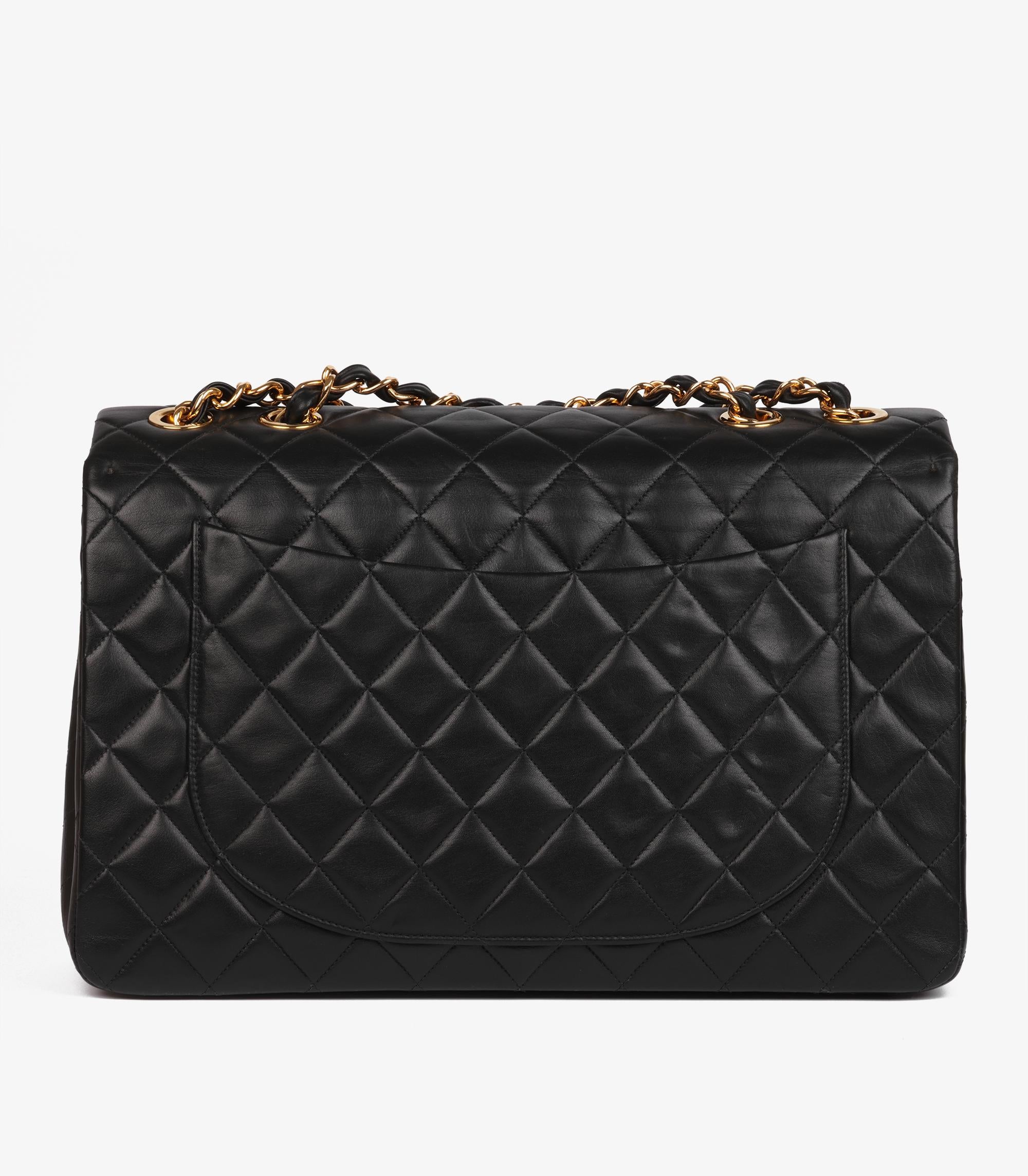 Chanel Black Quilted Lambskin Vintage Maxi Jumbo XL Classic Single Flap Bag For Sale 1