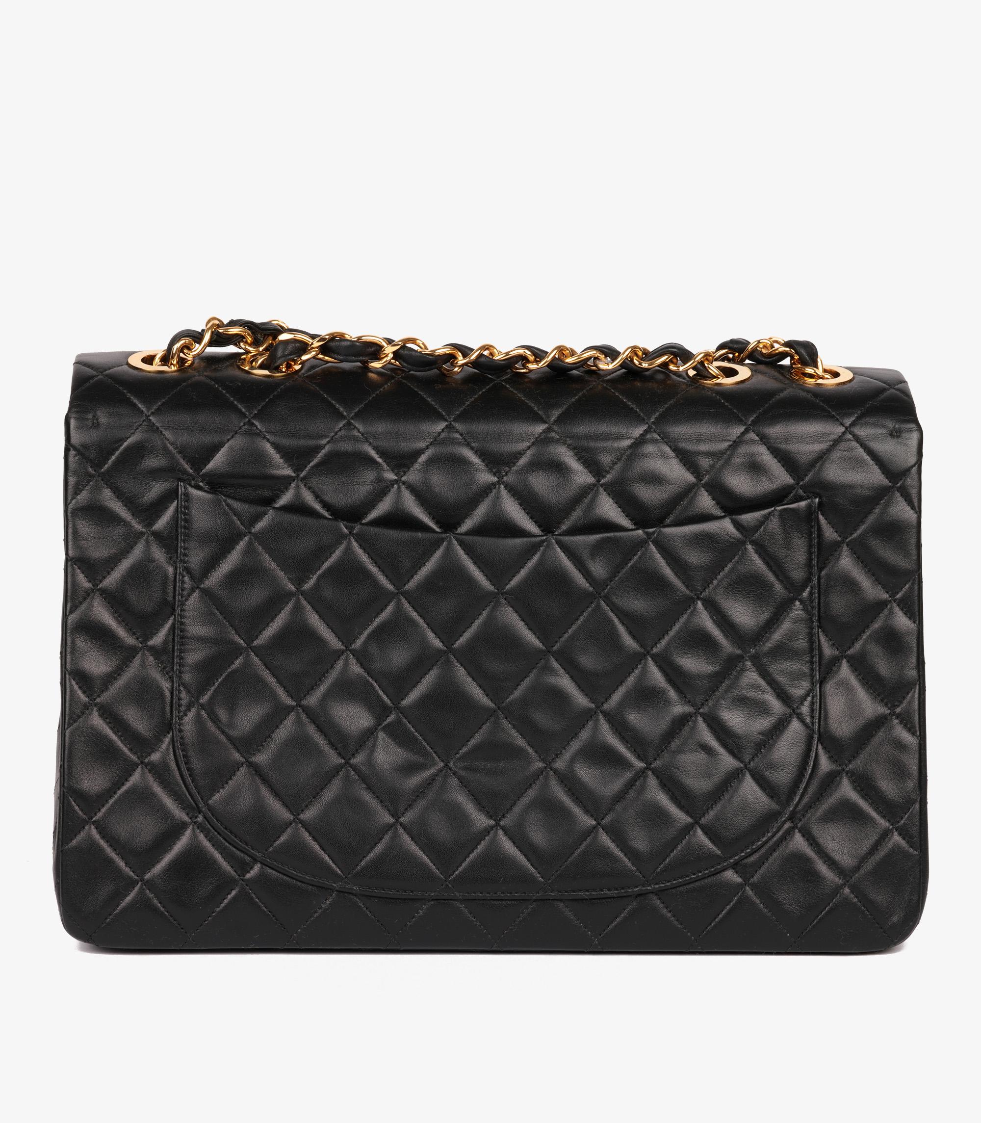 Chanel Black Quilted Lambskin Vintage Maxi Jumbo XL Classic Single Flap Bag For Sale 1