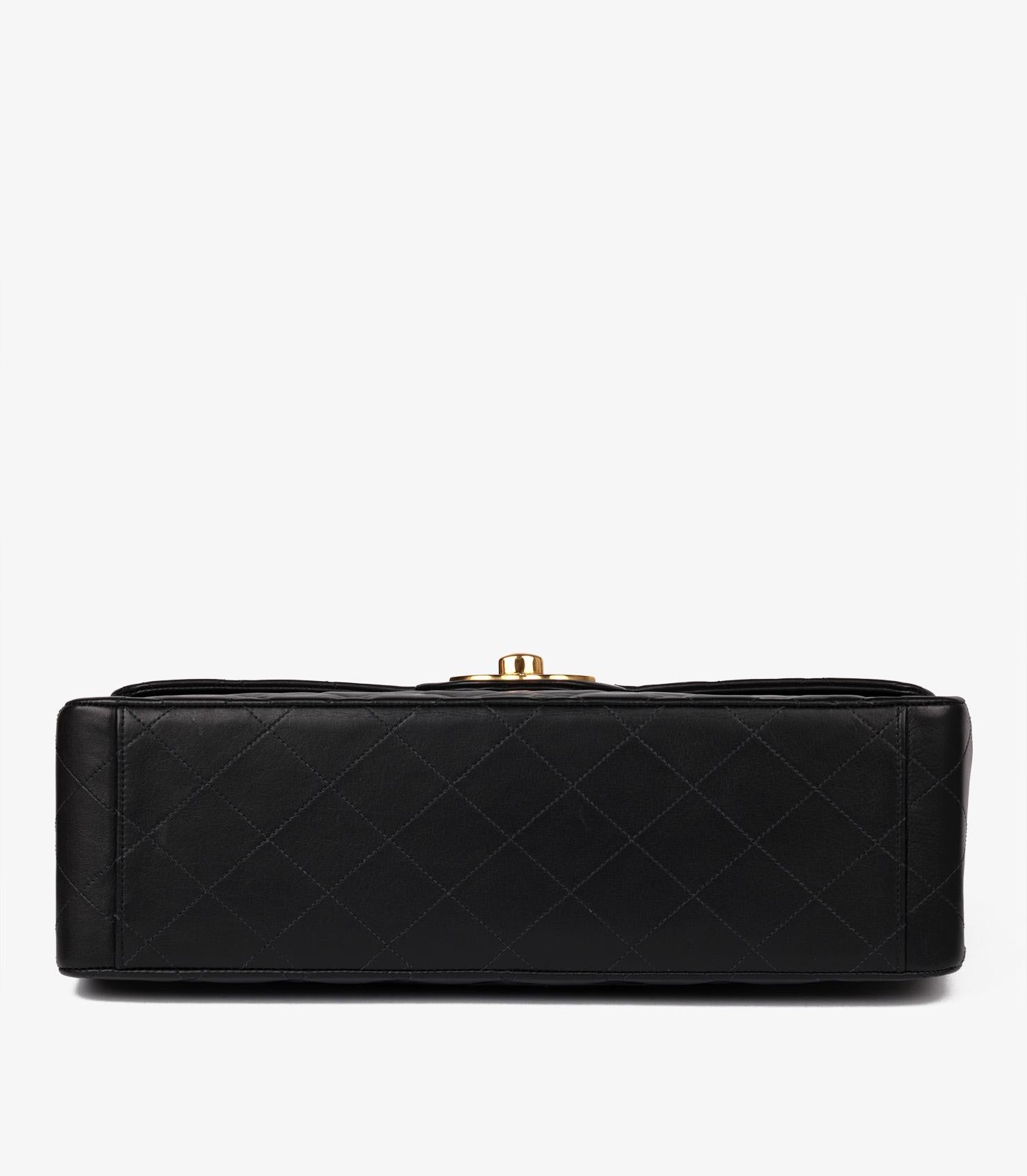 Chanel Black Quilted Lambskin Vintage Maxi Jumbo XL Classic Single Flap Bag 2