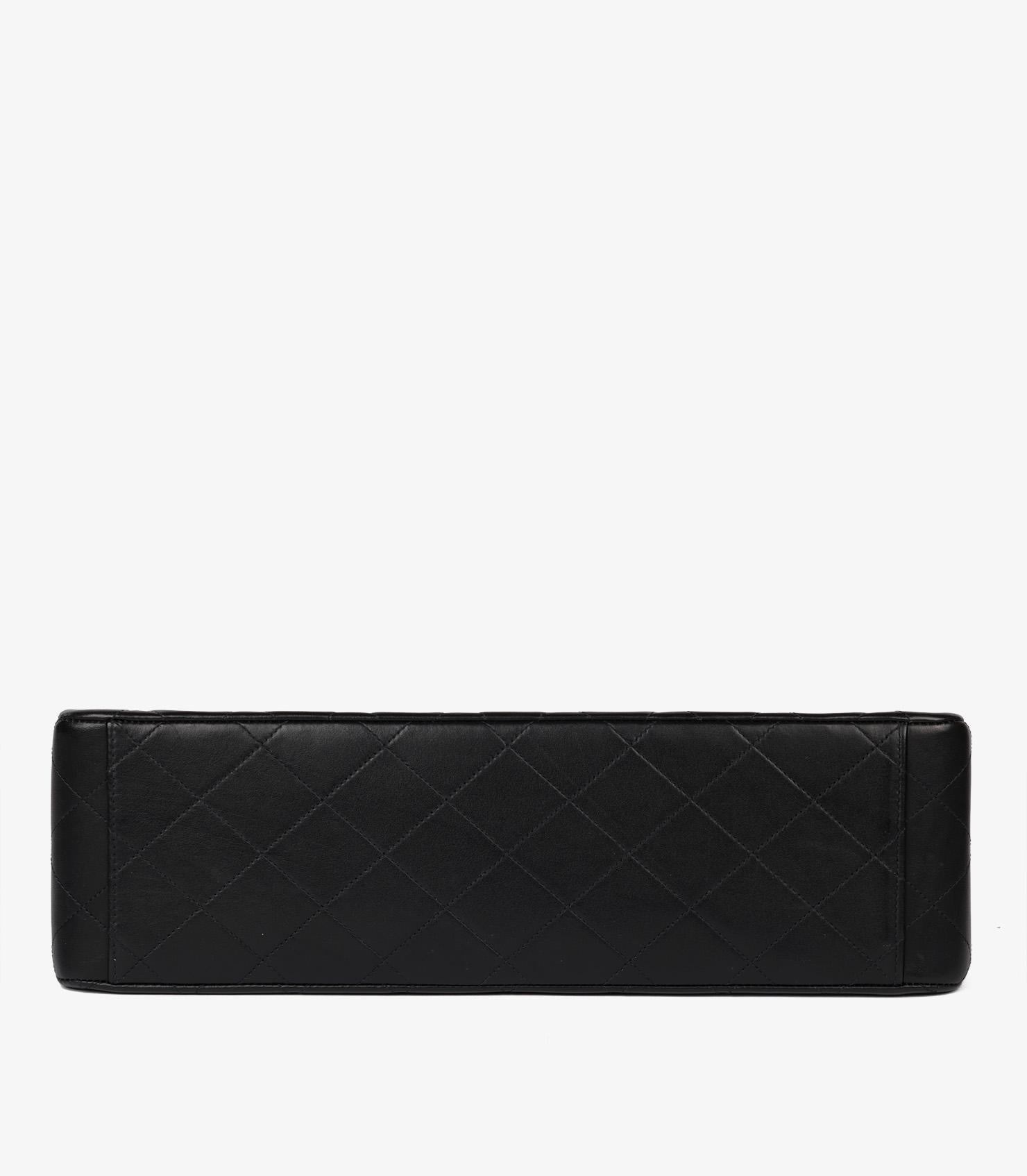 Chanel Black Quilted Lambskin Vintage Maxi Jumbo XL Classic Single Flap Bag 2