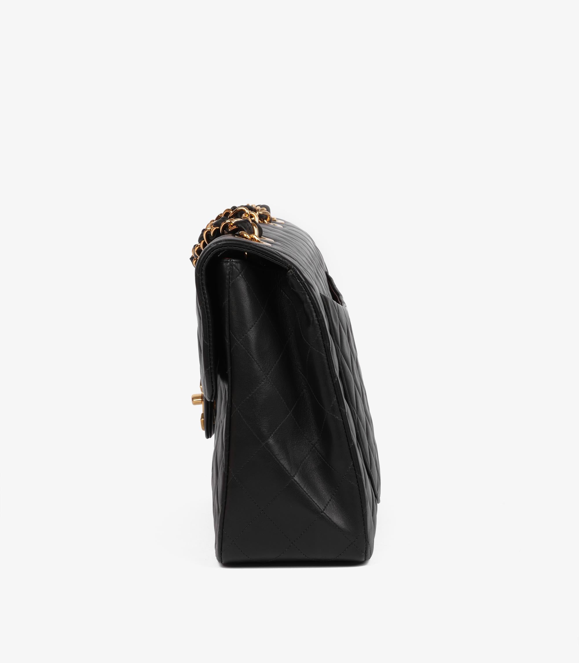 Chanel Black Quilted Lambskin Vintage Maxi Jumbo XL Classic Single Flap Bag For Sale 2