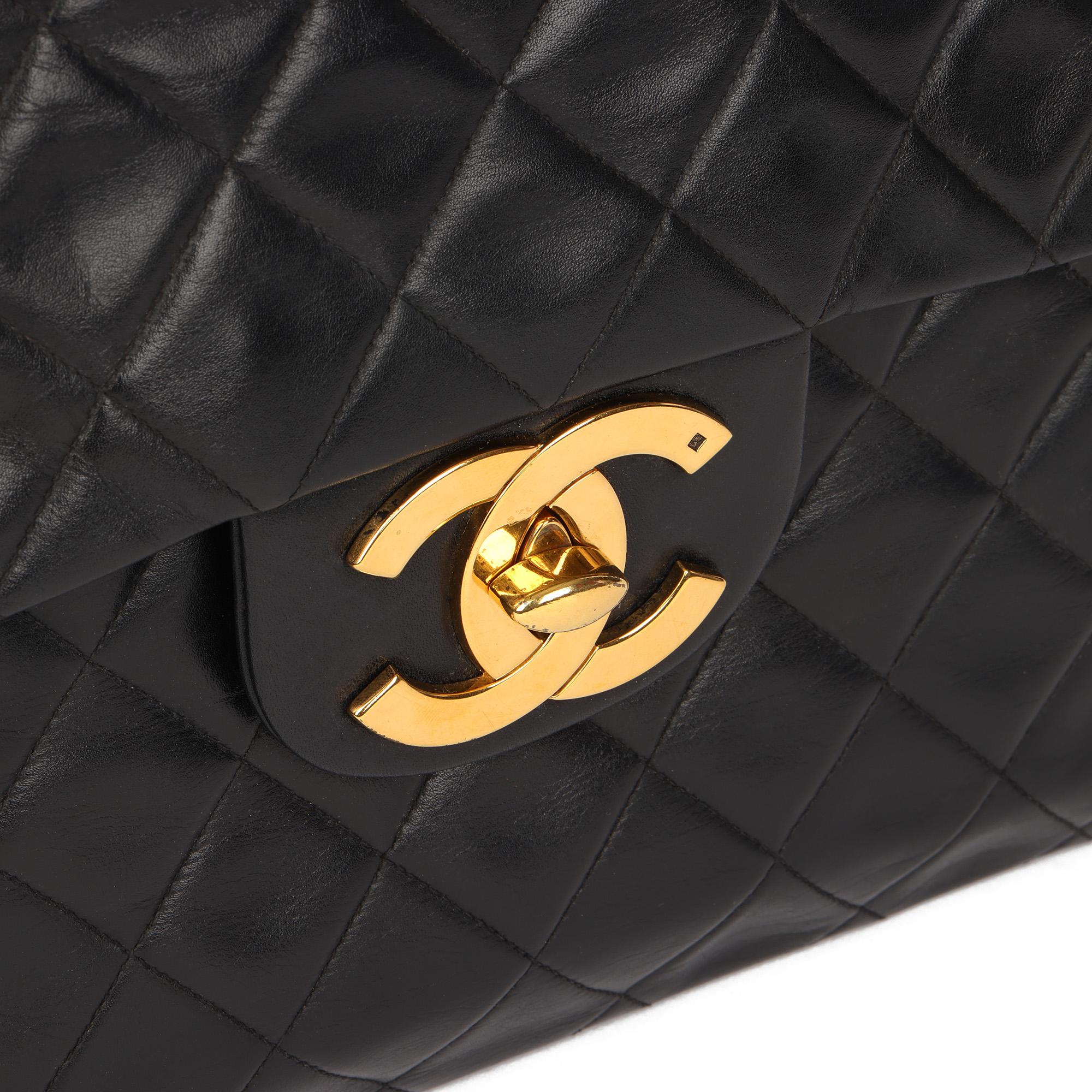 Chanel Black Quilted Lambskin Vintage Maxi Jumbo XL Classic Single Flap Bag 2