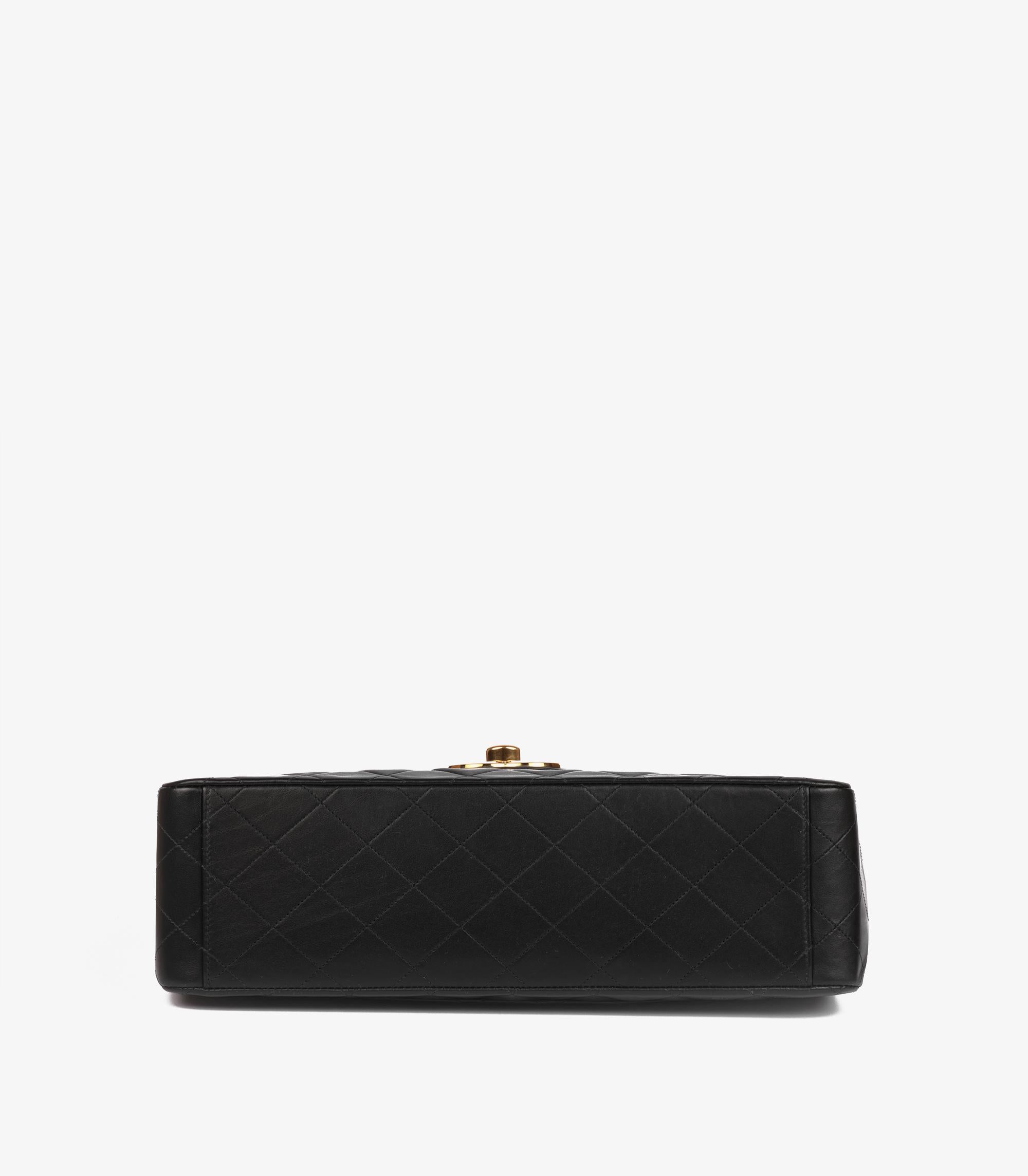 Chanel Black Quilted Lambskin Vintage Maxi Jumbo XL Classic Single Flap Bag For Sale 3