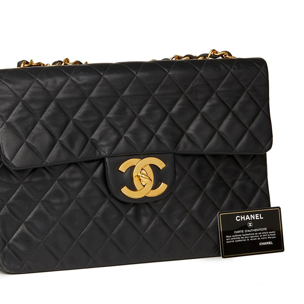 Chanel Black Quilted Lambskin Vintage Maxi Jumbo XL Flap Bag 6