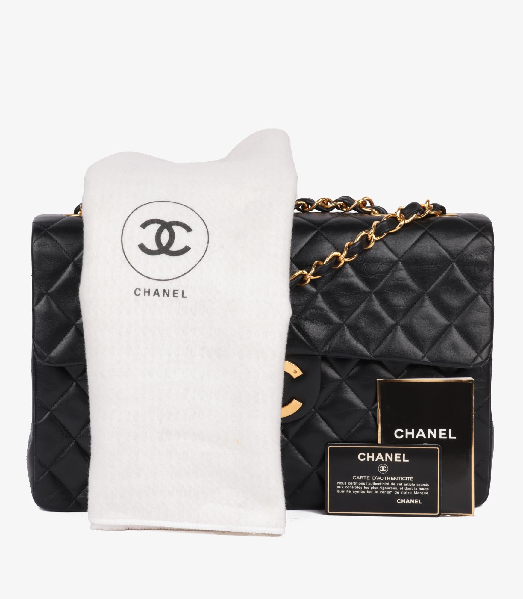 Chanel Black Quilted Lambskin Vintage Maxi Jumbo XL Flap Bag 9
