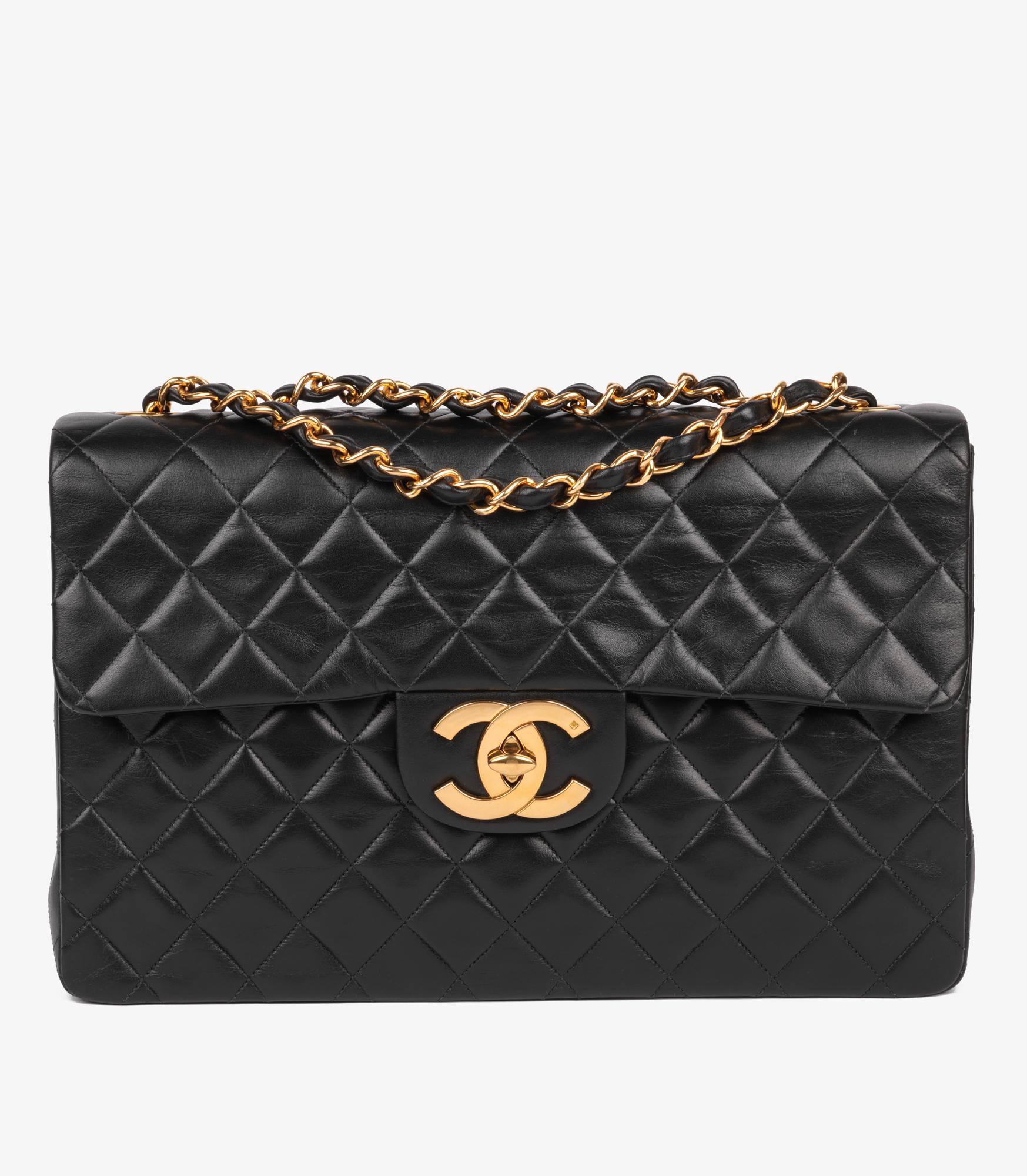 Chanel Black Quilted Lambskin Vintage Maxi Jumbo XL Flap Bag

Brand- Chanel
Model- Maxi Jumbo XL Classic Single Flap Bag
Product Type- Crossbody, Shoulder
Serial Number- 3115111
Age- Circa 1994
Accompanied By- Chanel Dust Bag, Care Booklet,