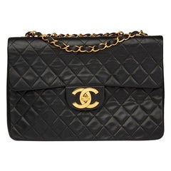 Chanel Black Quilted Lambskin Vintage Maxi Jumbo XL Flap Bag