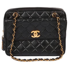 Chanel Black Quilted Lambskin Vintage Medium Classic Camera Bag