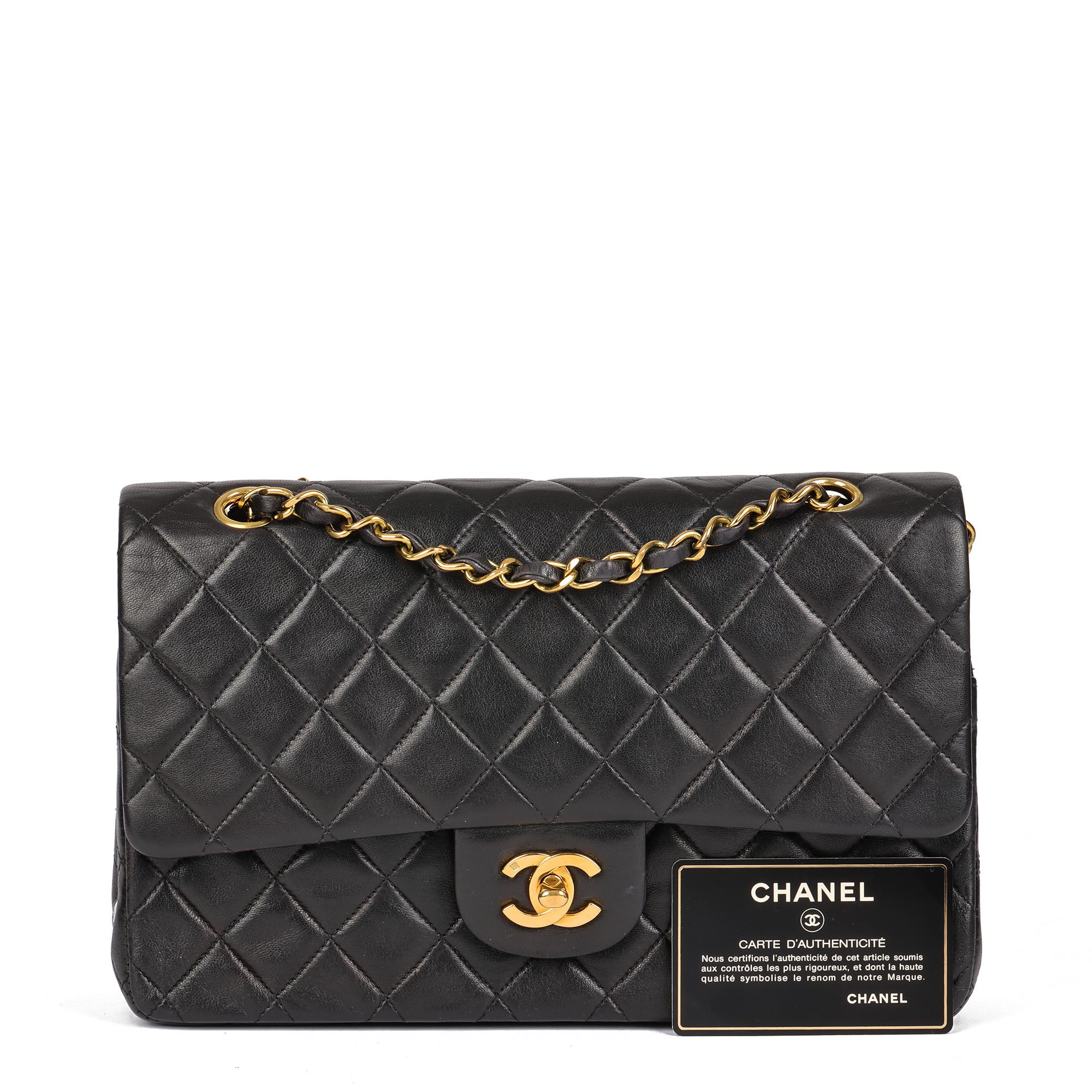 CHANEL Black Quilted Lambskin Vintage Medium Classic Double Flap Bag  7