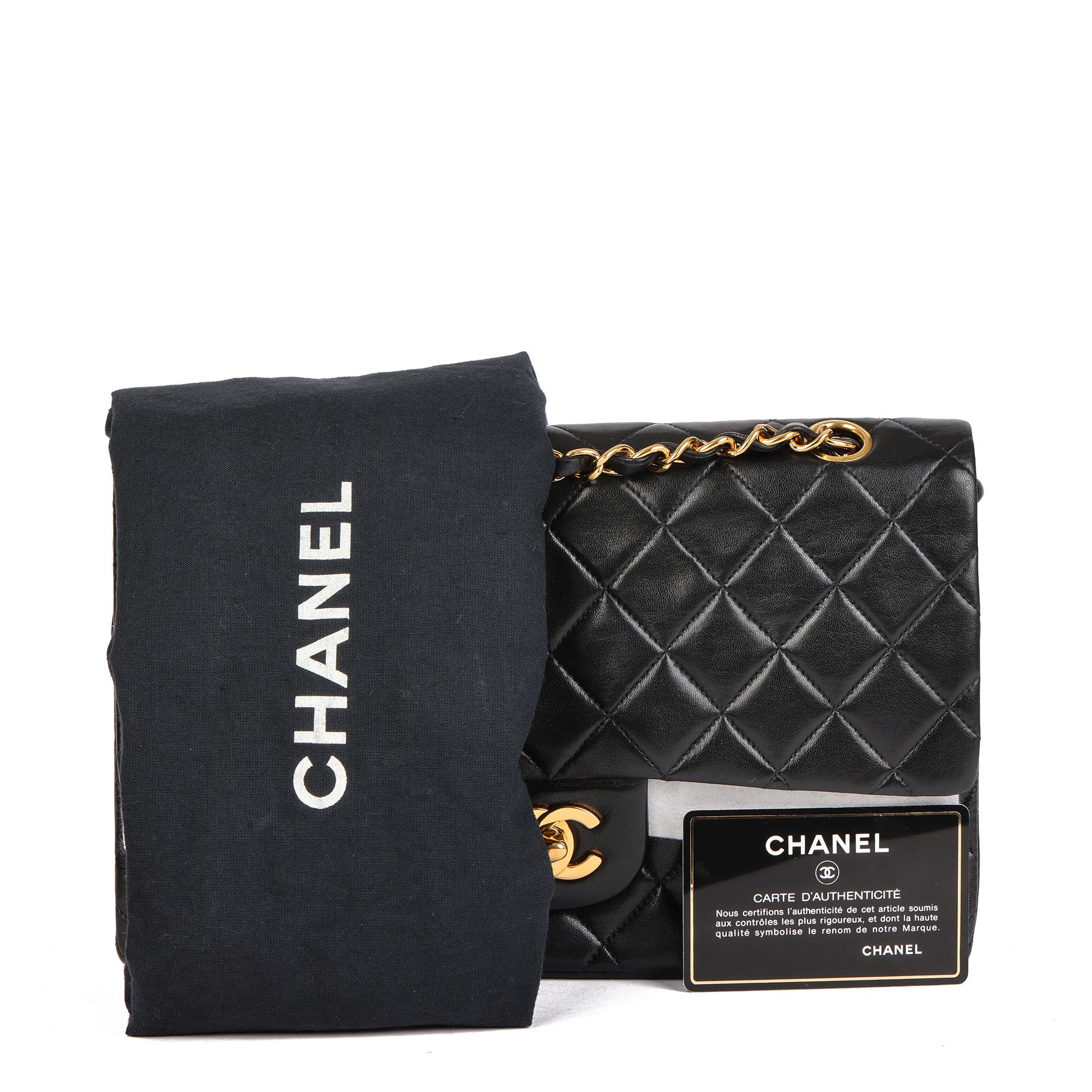 CHANEL Black Quilted Lambskin Vintage Medium Classic Double Flap Bag 8