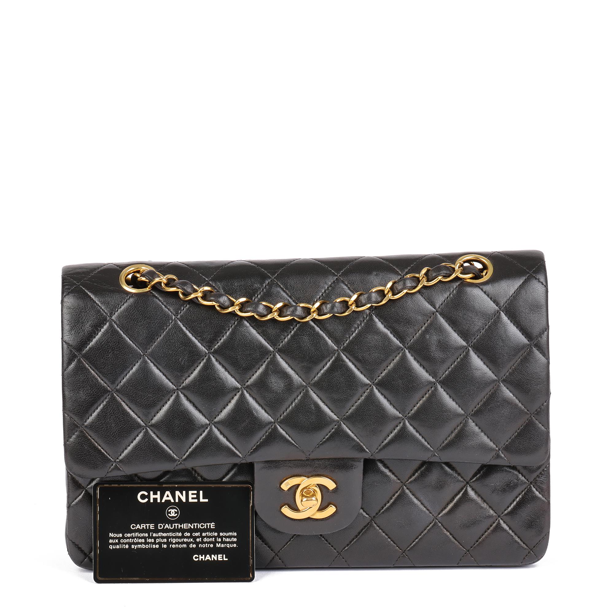 CHANEL Black Quilted Lambskin Vintage Medium Classic Double Flap Bag 8