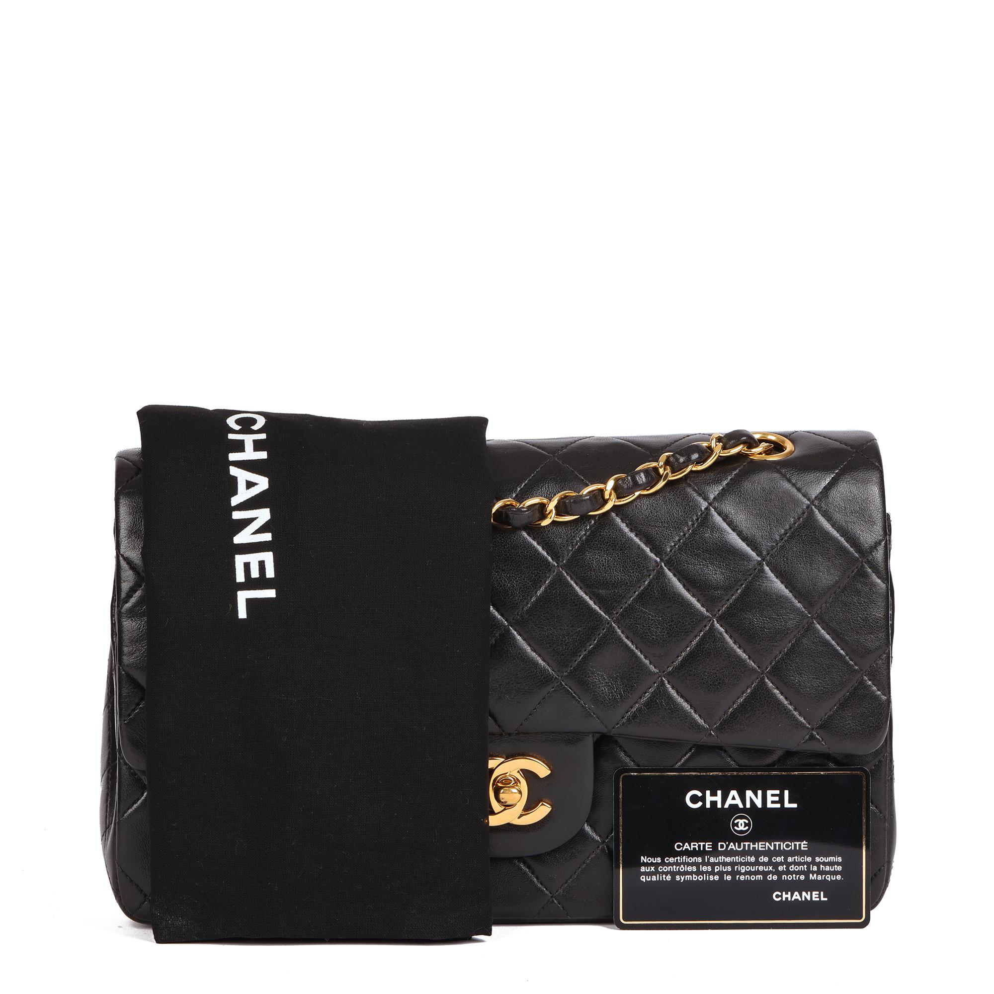 CHANEL Black Quilted Lambskin Vintage Medium Classic Double Flap Bag  8