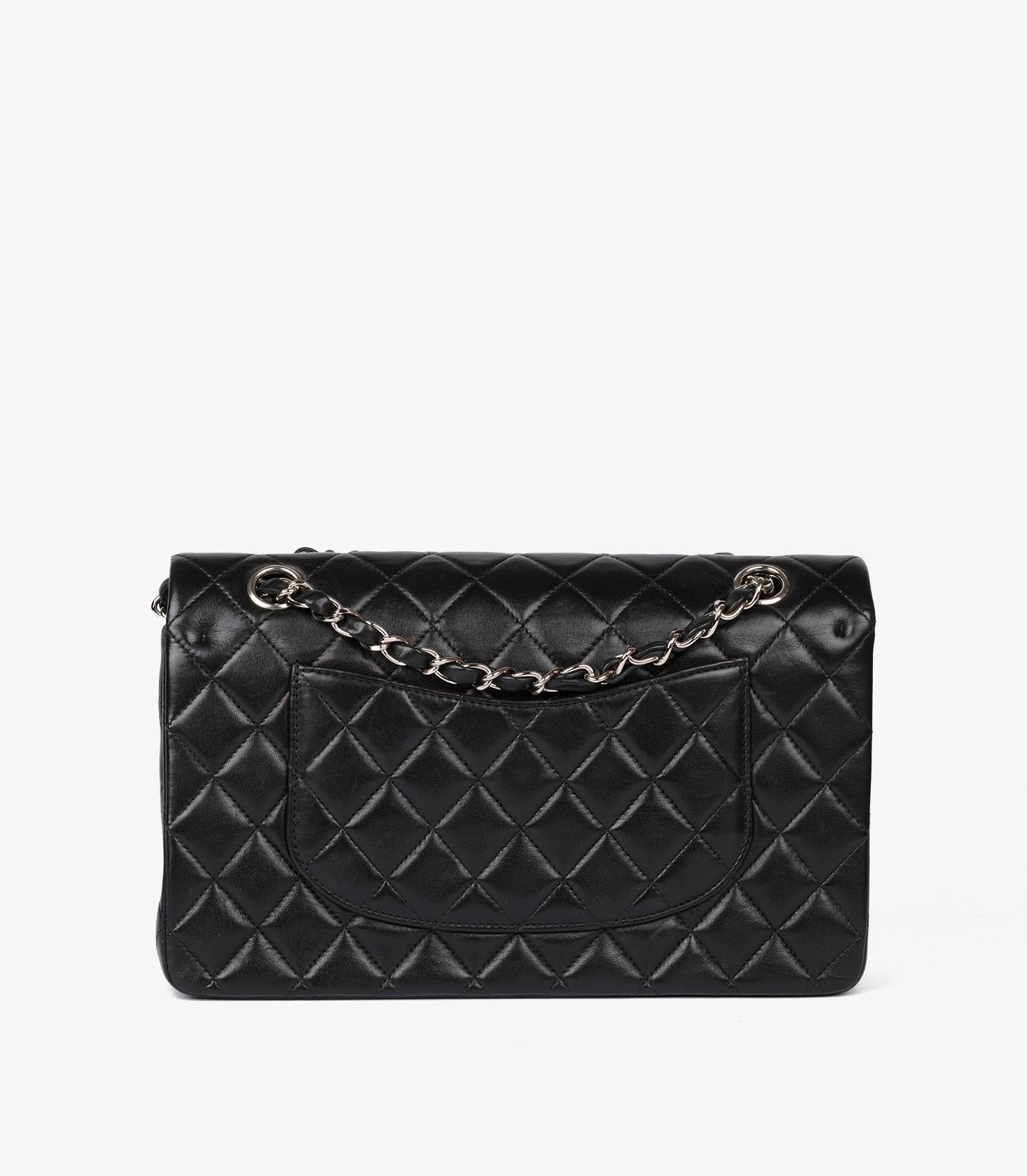 Chanel Black Quilted Lambskin Vintage Medium Classic Double Flap Bag For Sale 8