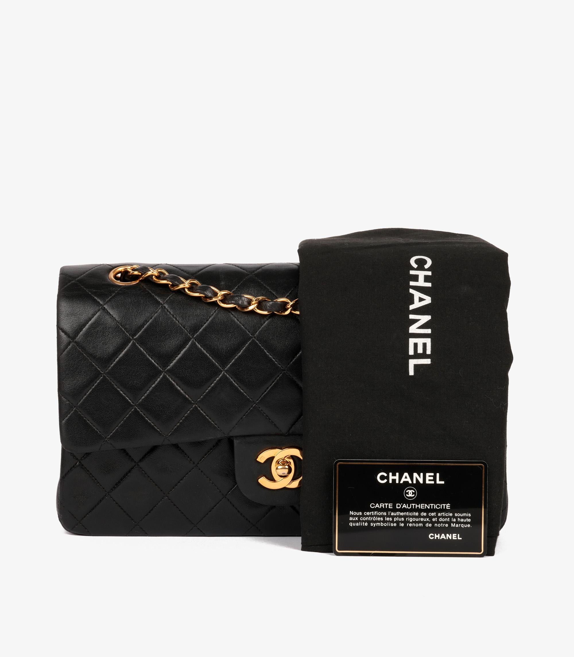 Chanel Black Quilted Lambskin Vintage Medium Classic Double Flap Bag 8