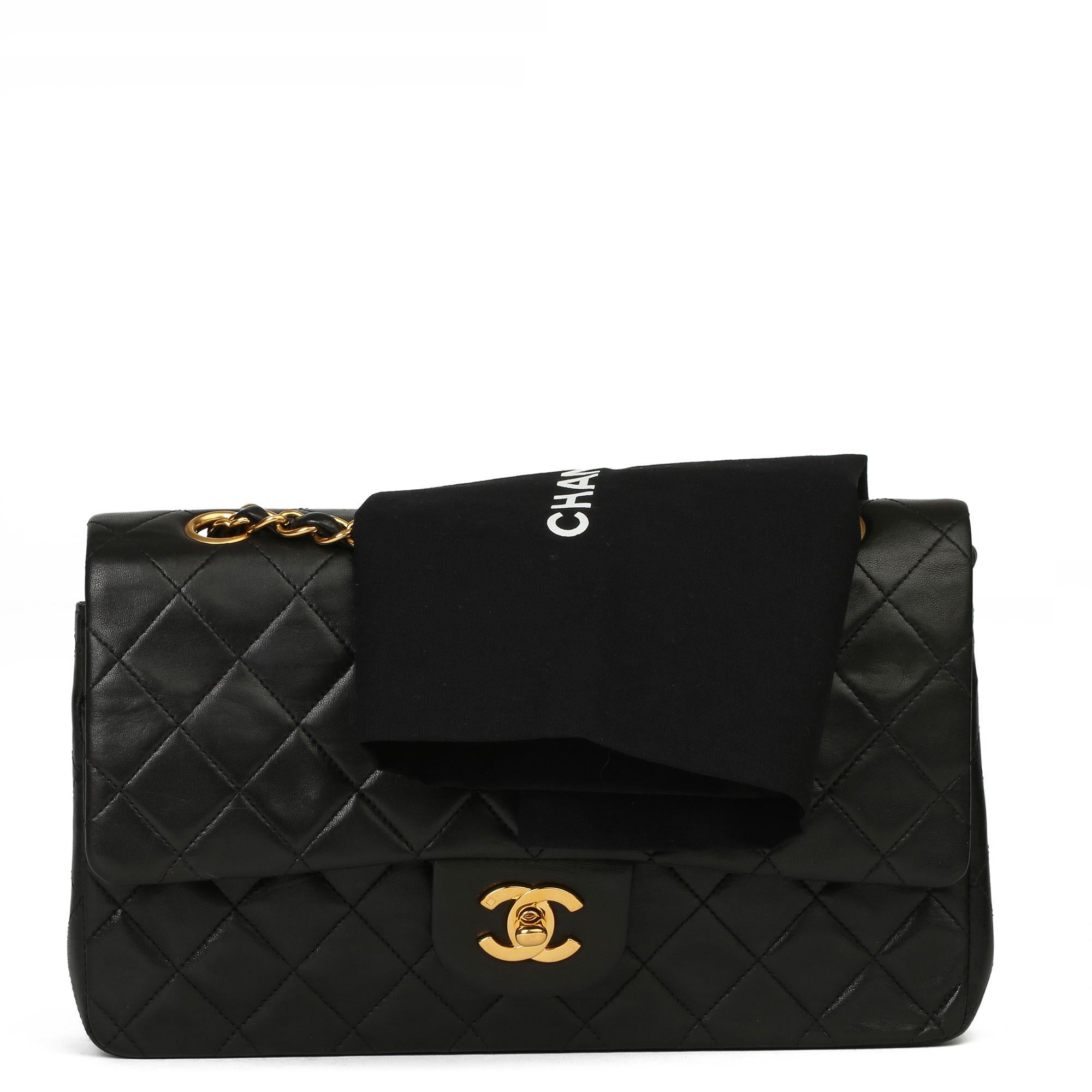 Chanel Black Quilted Lambskin Vintage Medium Classic Double Flap Bag 9