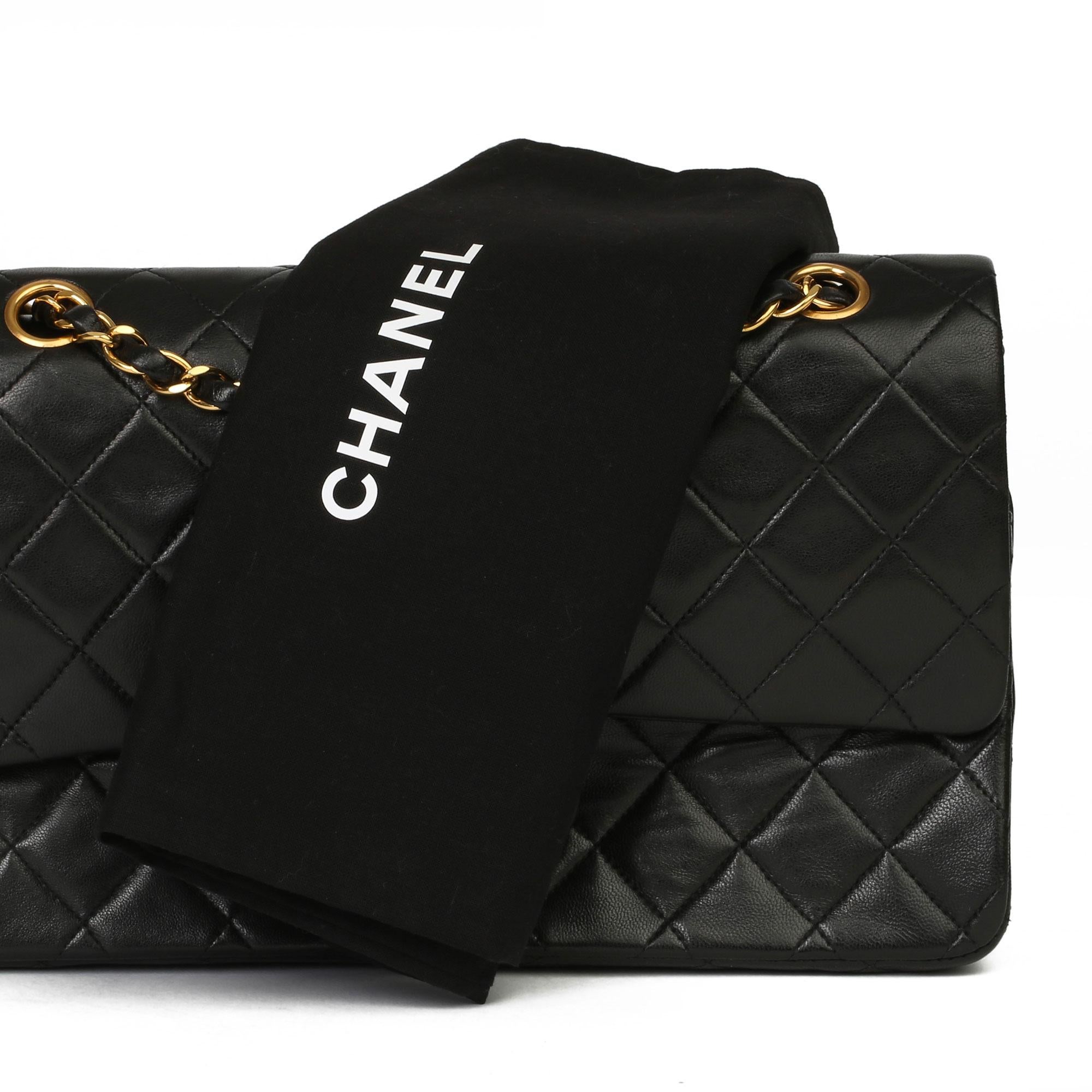Chanel Black Quilted Lambskin Vintage Medium Classic Double Flap Bag 7