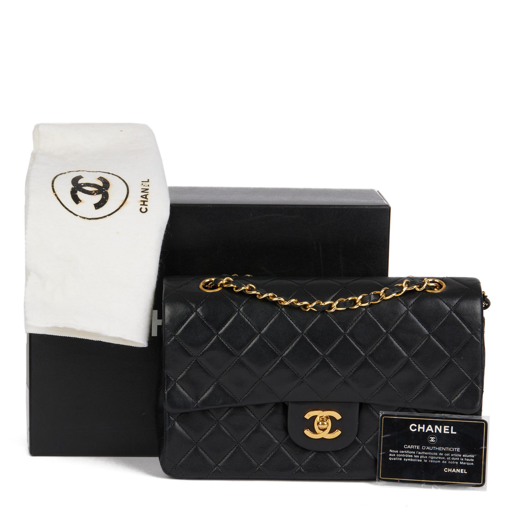 CHANEL Black Quilted Lambskin Vintage Medium Classic Double Flap Bag 9