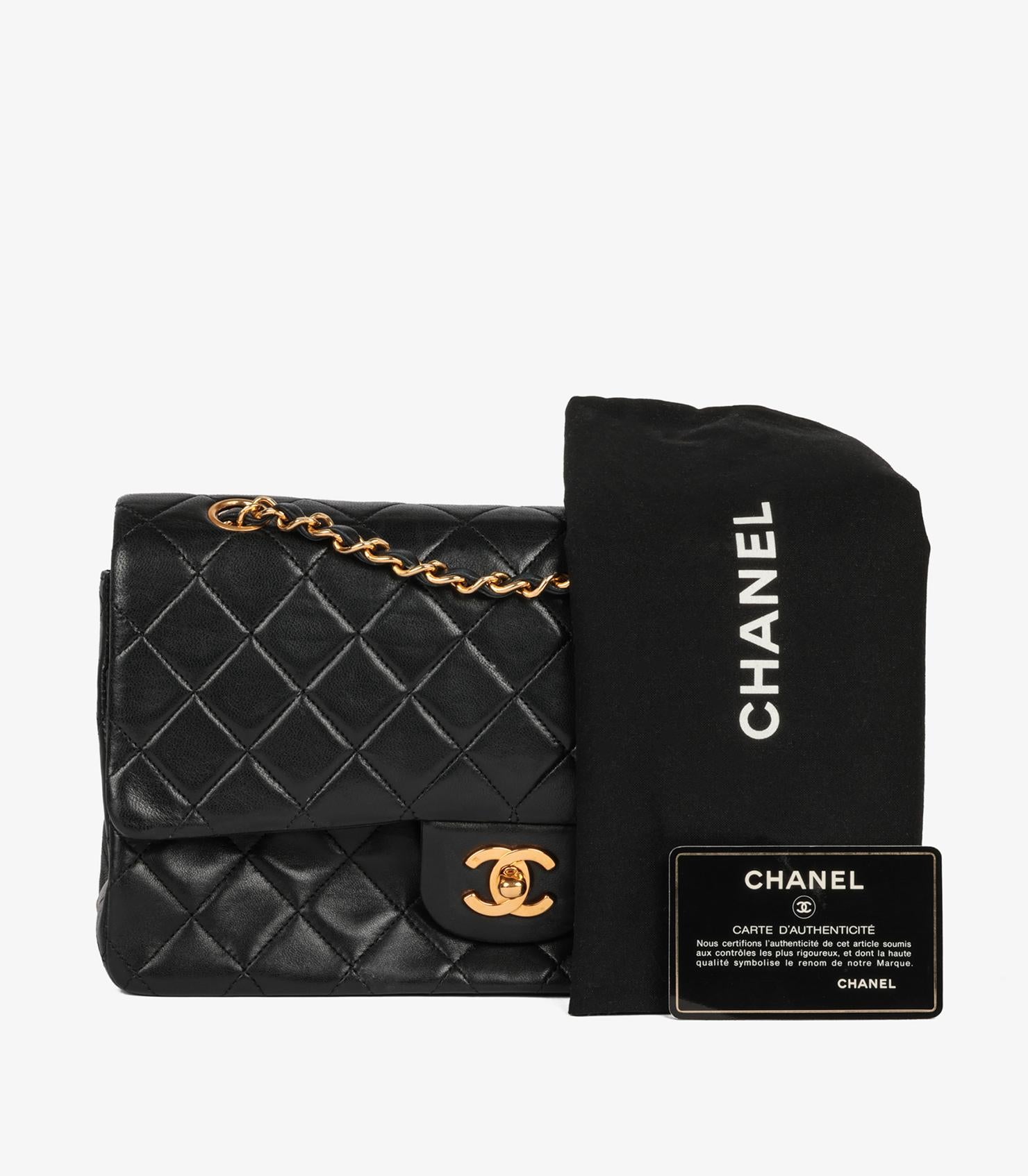Chanel Black Quilted Lambskin Vintage Medium Classic Double Flap Bag 10