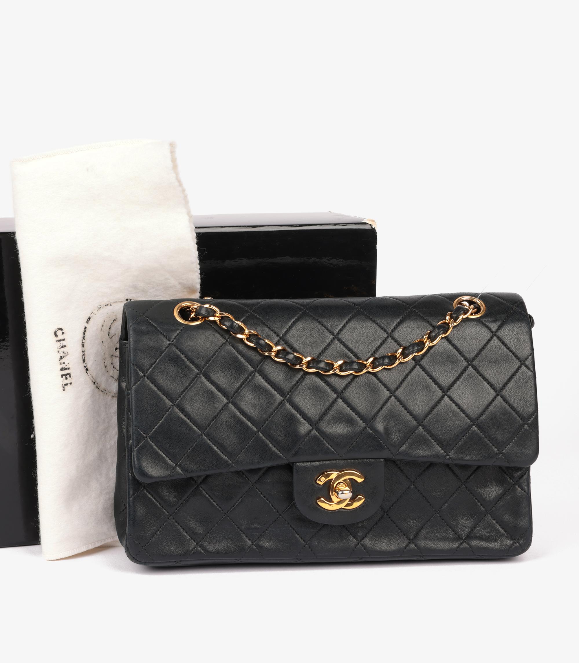 Chanel Black Quilted Lambskin Vintage Medium Classic Double Flap Bag 11