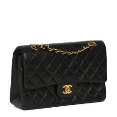 Chanel Black Quilted Lambskin Vintage Medium Classic Double Flap Bag