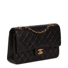 CHANEL Black Quilted Lambskin Vintage Medium Classic Double Flap Bag