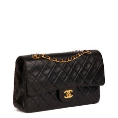 CHANEL Black Quilted Lambskin Vintage Medium Classic Double Flap Bag
