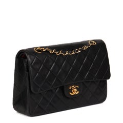 CHANEL Black Quilted Lambskin Vintage Medium Classic Double Flap Bag