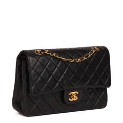 CHANEL Black Quilted Lambskin Vintage Medium Classic Double Flap Bag
