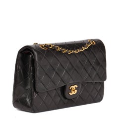 CHANEL Black Quilted Lambskin Vintage Medium Classic Double Flap Bag