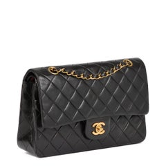 CHANEL Black Quilted Lambskin Vintage Medium Classic Double Flap Bag