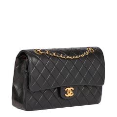 CHANEL Black Quilted Lambskin Vintage Medium Classic Double Flap Bag