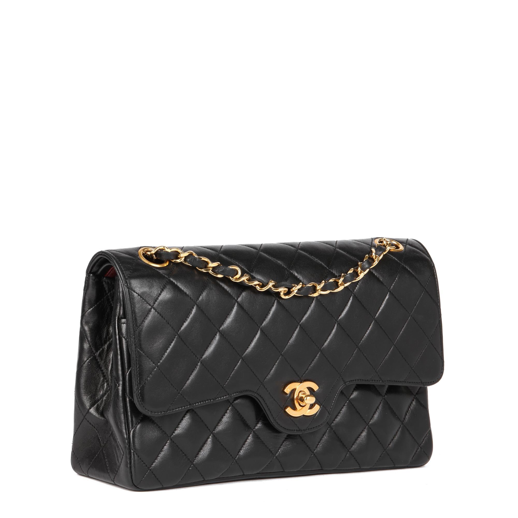 CHANEL
Black Quilted Lambskin Vintage Medium Classic Double Flap Bag

Serial Number: 1376470
Age (Circa): 1990
Accompanied By: Chanel Dust Bag, Authenticity Card
Authenticity Details: Authenticity Card, Serial Sticker (Made in France)
Gender: