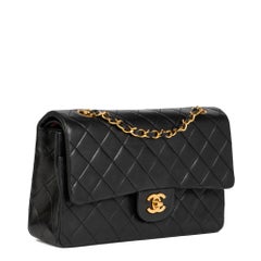 CHANEL Black Quilted Lambskin Vintage Medium Classic Double Flap Bag