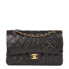 CHANEL Black Quilted Lambskin Vintage Medium Classic Double Flap Bag