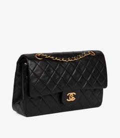 Chanel Black Quilted Lambskin Vintage Medium Classic Double Flap Bag