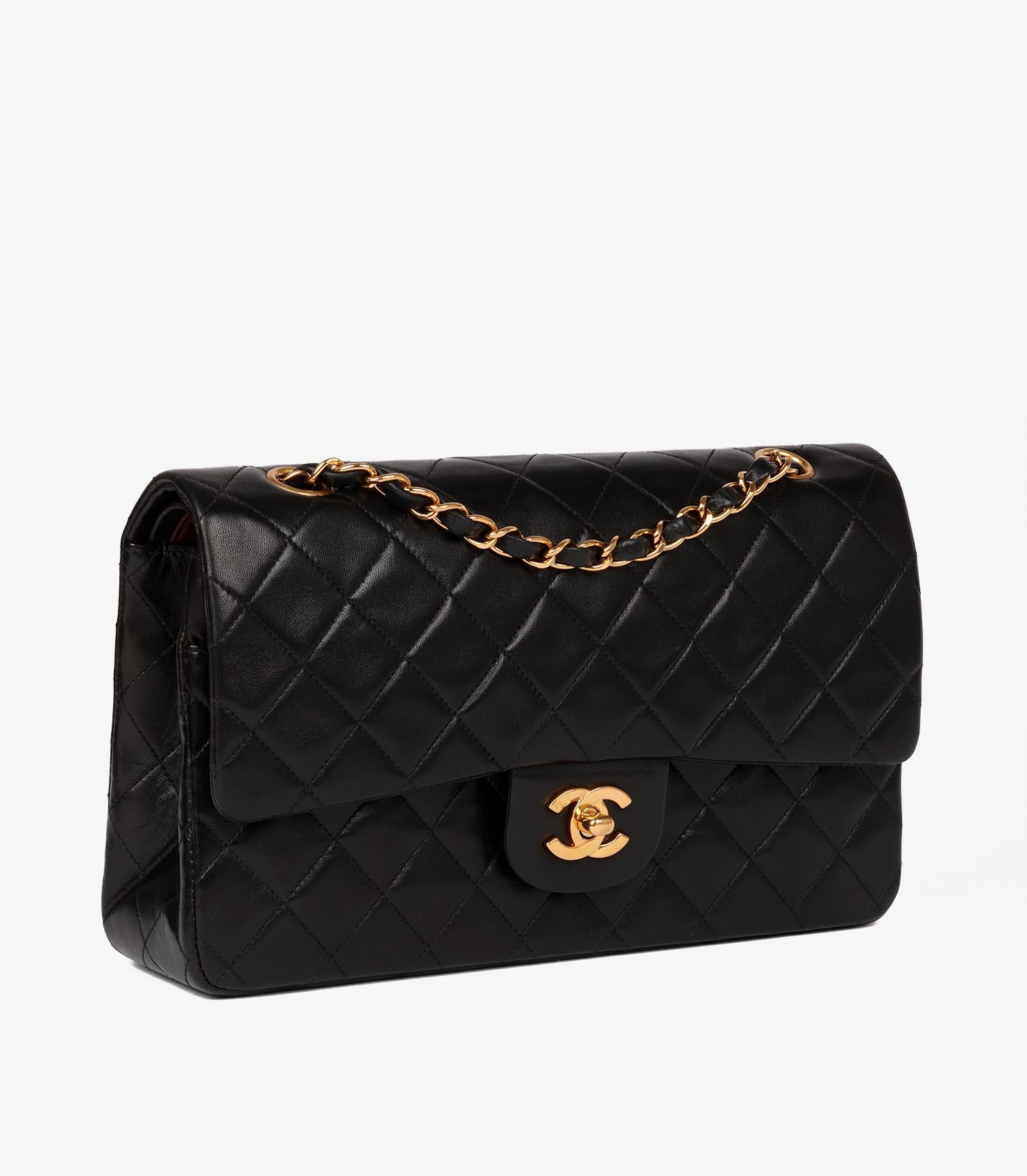 Chanel Black Quilted Lambskin Vintage Medium Classic Double Flap Bag In Excellent Condition In Bishop's Stortford, Hertfordshire