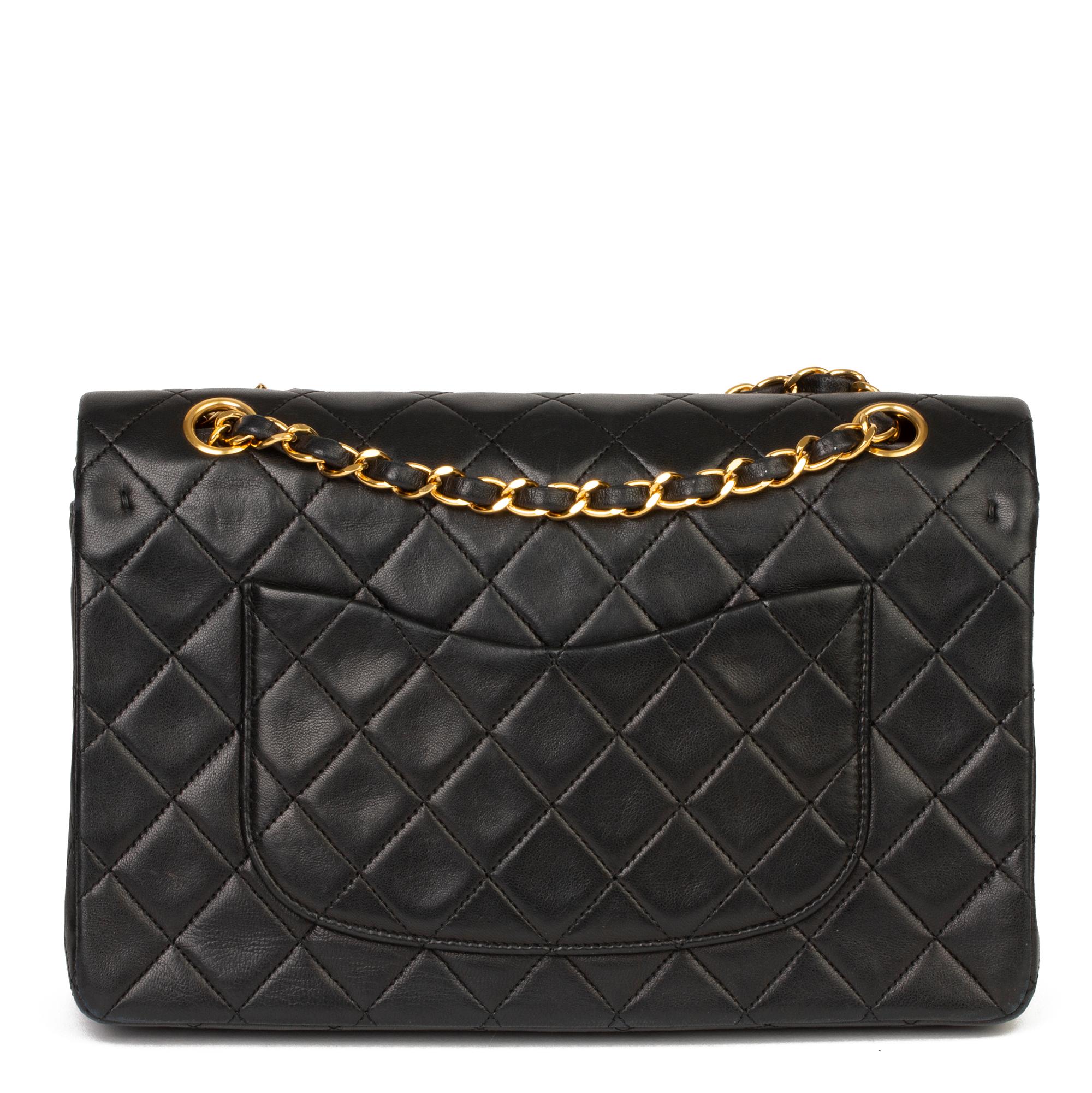 Women's Chanel Black Quilted Lambskin Vintage Medium Classic Double Flap Bag 