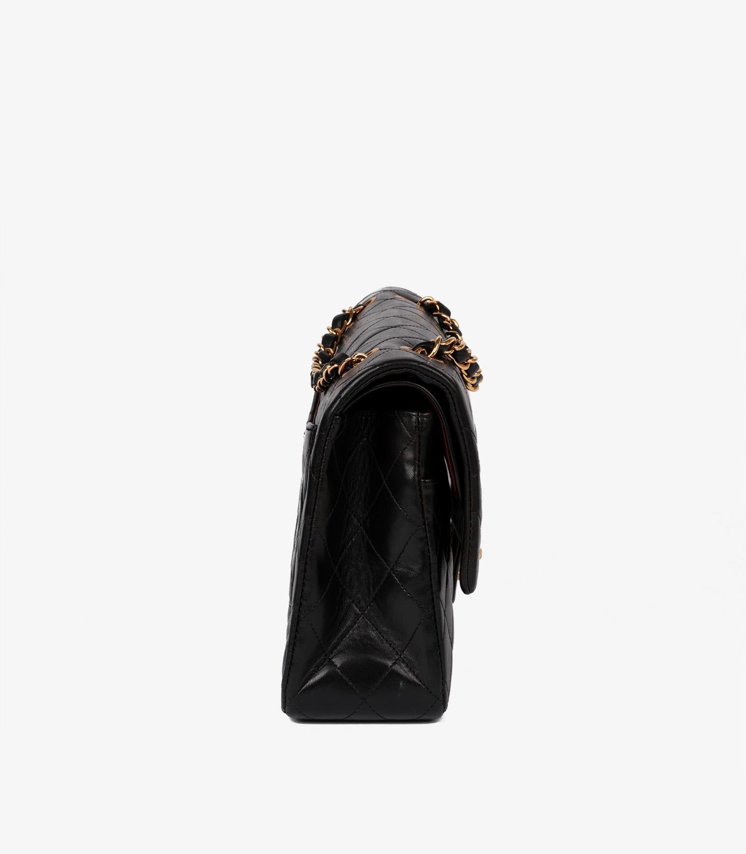 Women's or Men's Chanel Black Quilted Lambskin Vintage Medium Classic Double Flap Bag