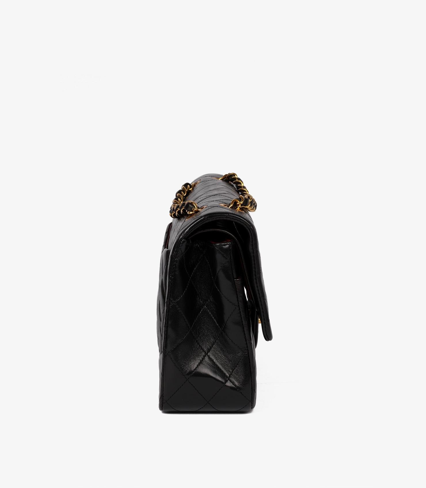 Women's or Men's Chanel Black Quilted Lambskin Vintage Medium Classic Double Flap Bag