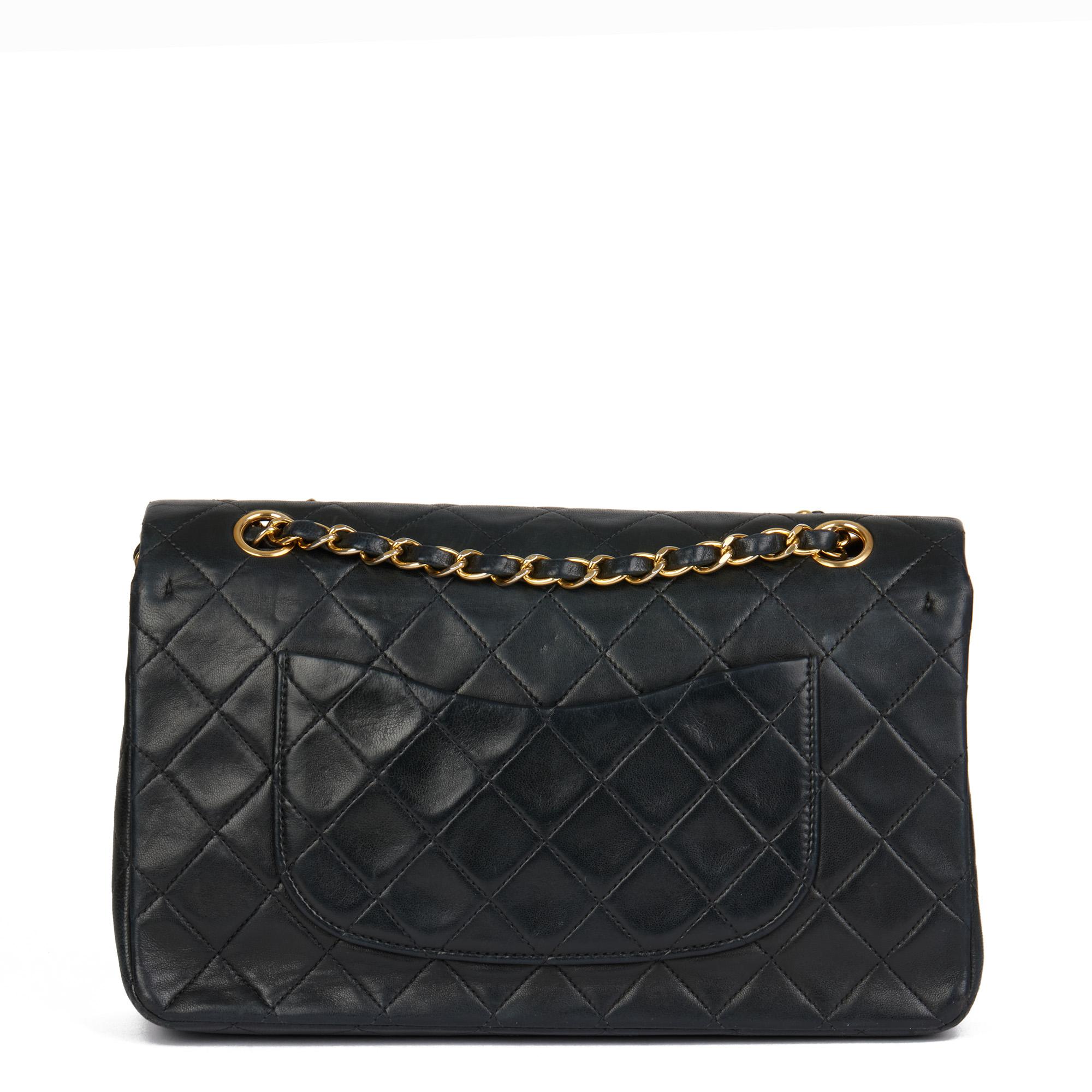 CHANEL Black Quilted Lambskin Vintage Medium Classic Double Flap Bag 1
